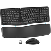 E-YOOSO Ergonomic Wireless Split Design Keyboard, Wrist Rest and Mouse Combo - Black