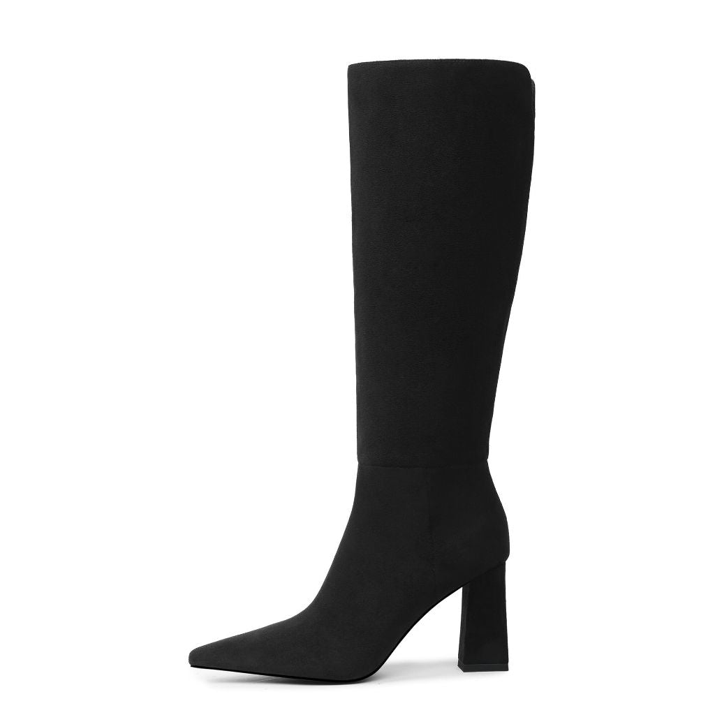 SZ 8.5, Meolee Knee High Boots for Women  with Side Zipper | Black Suede