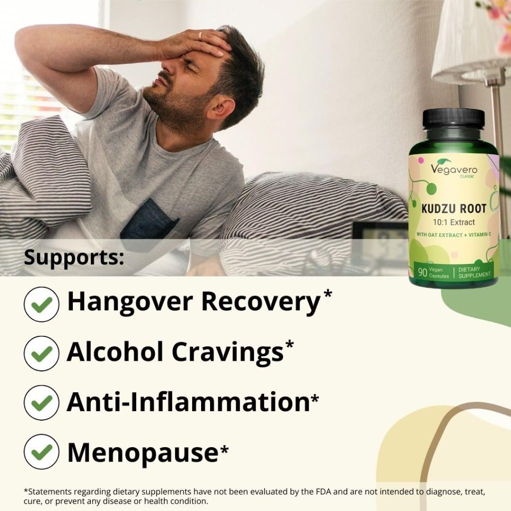 Vegavero Kudzu Root | 12.000 mg of Kuzu Root | Non-GMO & Vegan | Support Menopause | with Oat Extract + Vitamin C | 90 Capsules