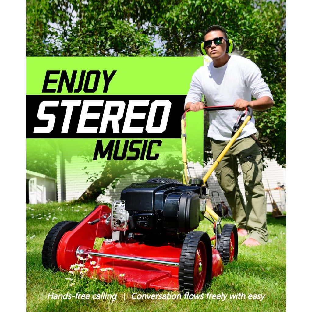 ZOHAN EM037 Bluetooth Hearing Protection Headphones, 30dB SNR Noise Reduction, 1500mAh Rechargeable Battery - Green