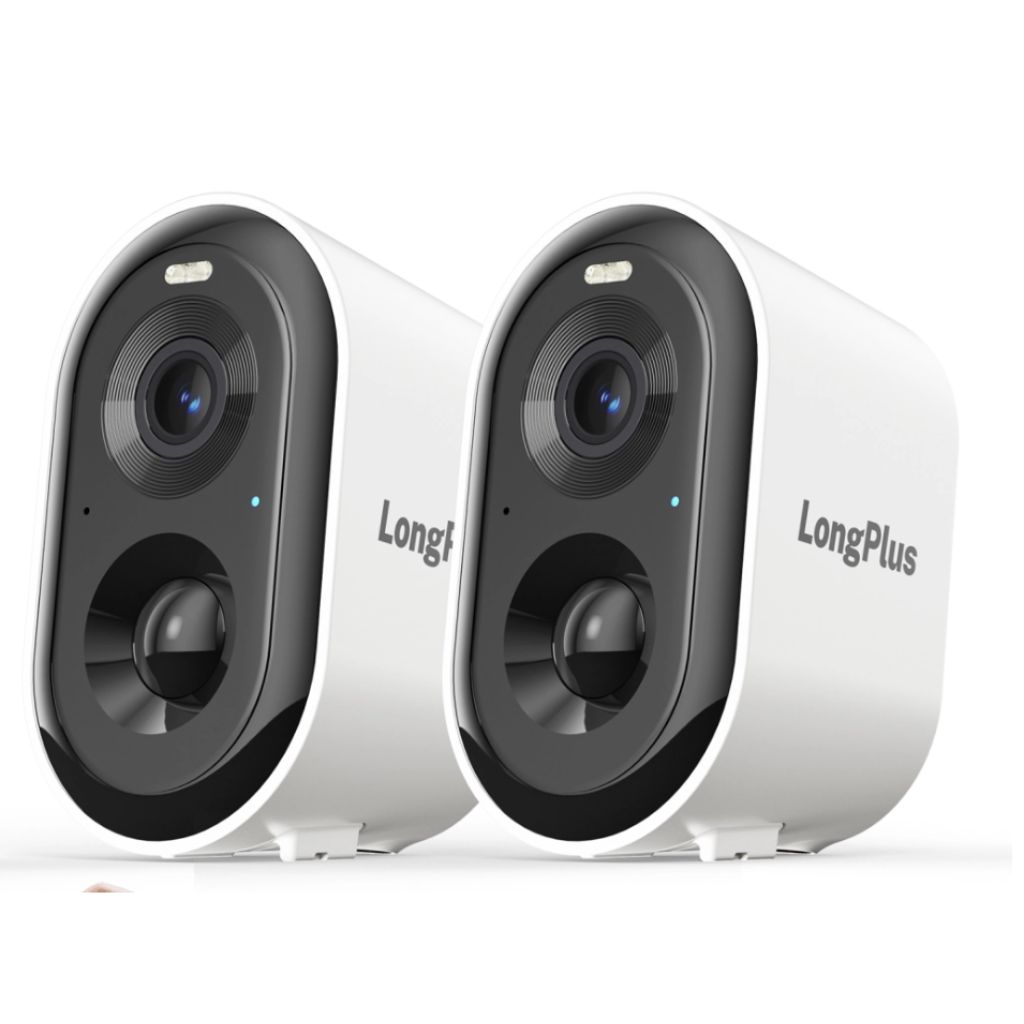 LongPlus Wireless Outdoor Security Cameras, 1080P, 2-Way Talk, Motion Activated - 2 Cams (White)