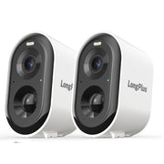 LongPlus Wireless Outdoor Security Cameras, 1080P, 2-Way Talk, Motion Activated - 2 Cams (White)