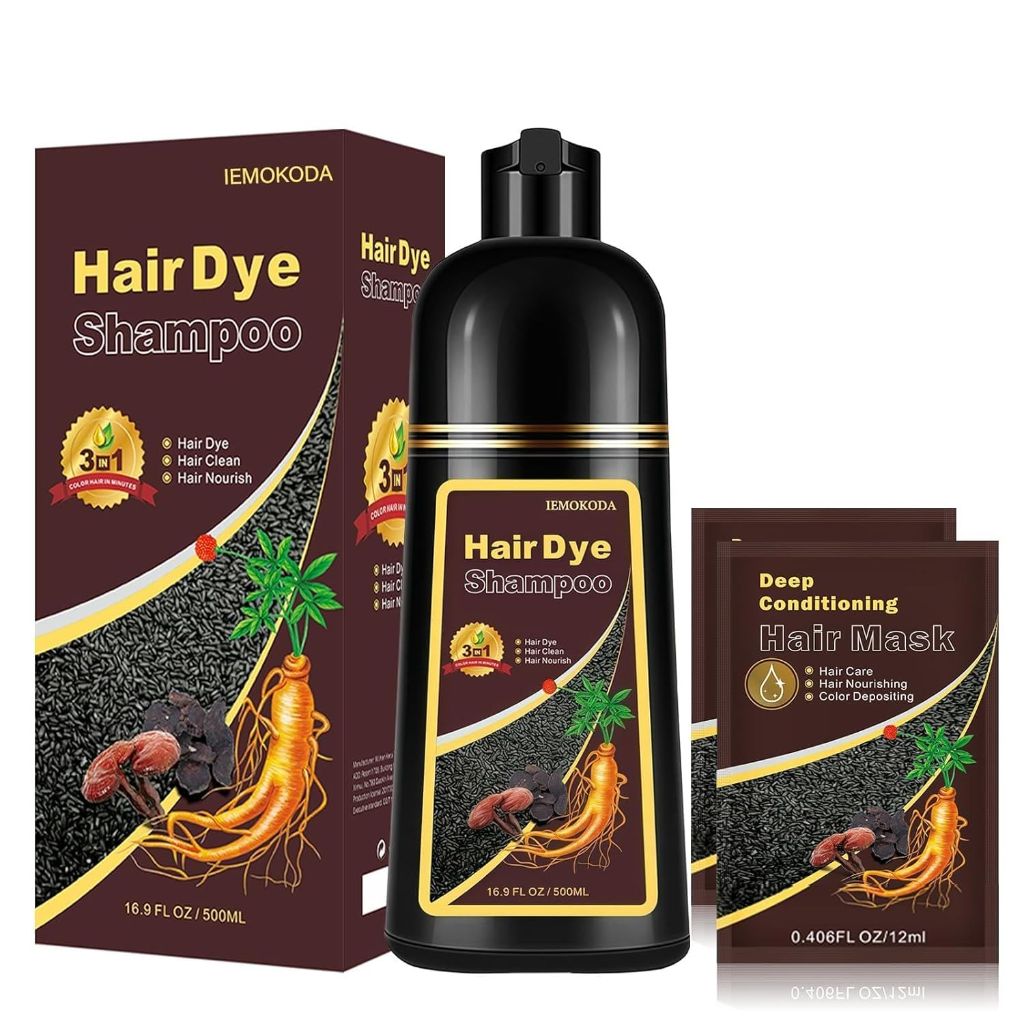 Herbal Burgundy Hair Dye Shampoo - Instant 3-in-1 Gray Coverage for Women & Men, 16.90 Fl OZ (Dark Wine Red)