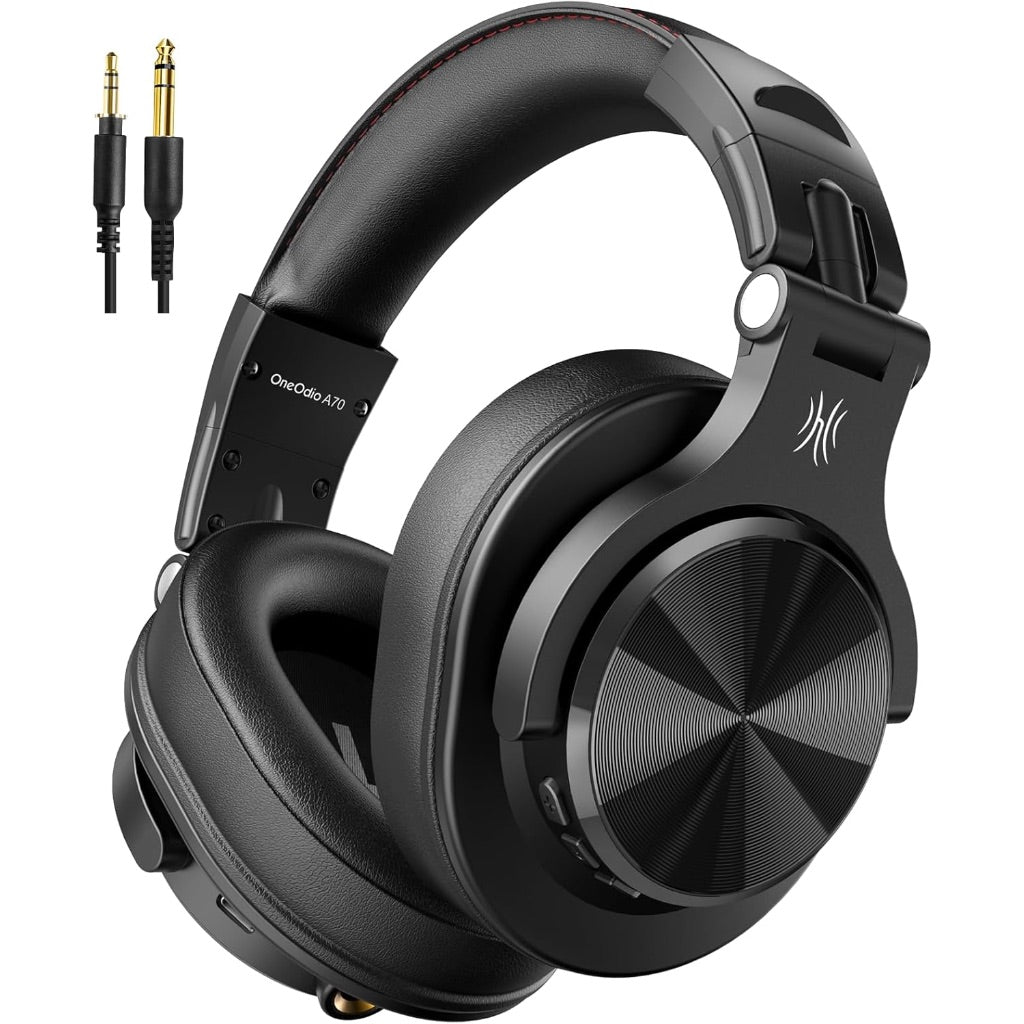 OneOdio A70 Bluetooth Over Ear Headphones, Wireless Headphones with 72H Playtime, Hi-Res, Built-in Mic, 3.5mm/6.35mm Wired Audio Jack for Studio Monitor & Mixing DJ Guitar AMP, Computer Laptop PC