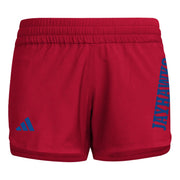 SZ S5" Adidas Women's D4T Woven Kansas University Training Shorts, Team Power Red/Collegiate Royal