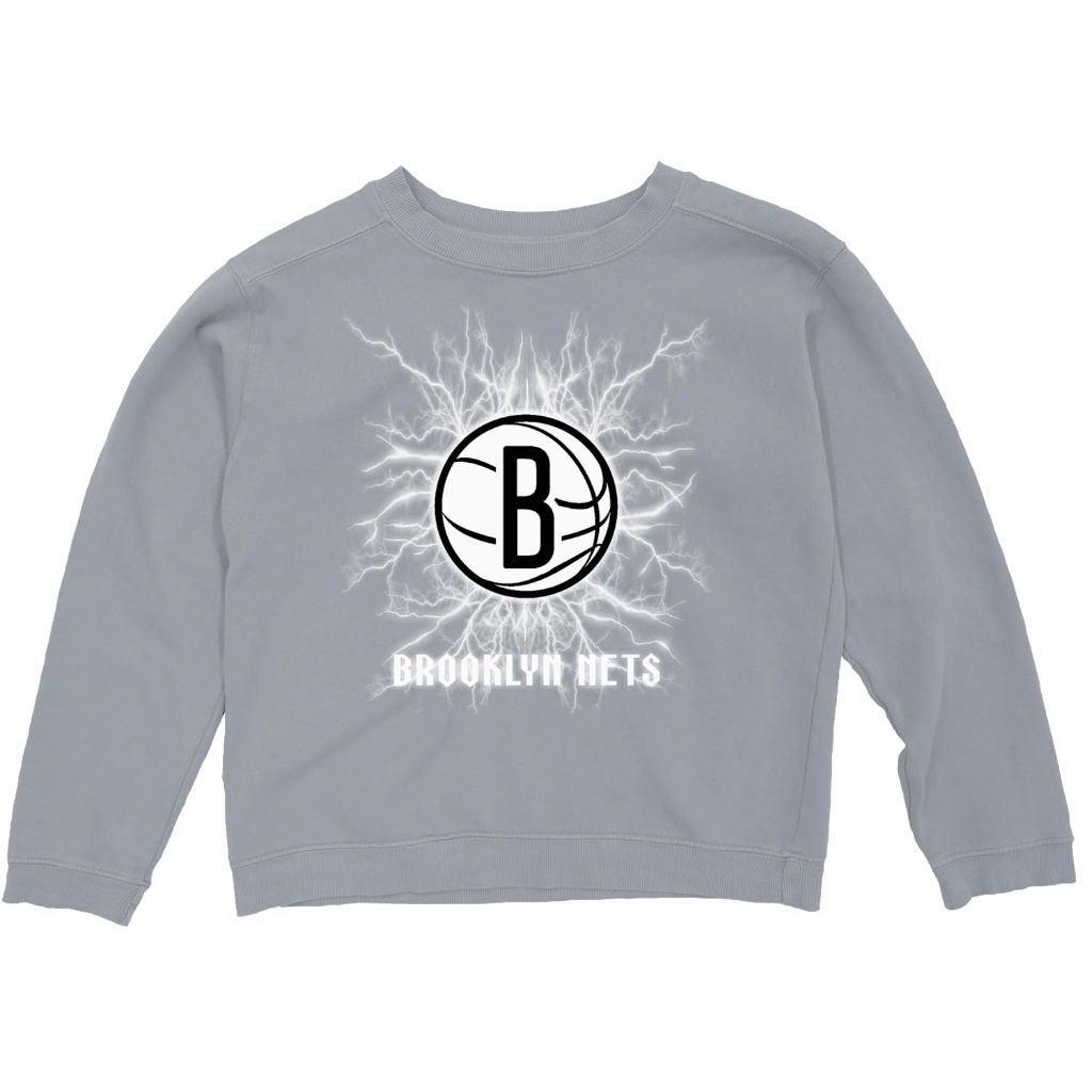 SZ L, Brooklyn Nets - Youth Crewneck Sweatshirt Ringspun Electric | Gray