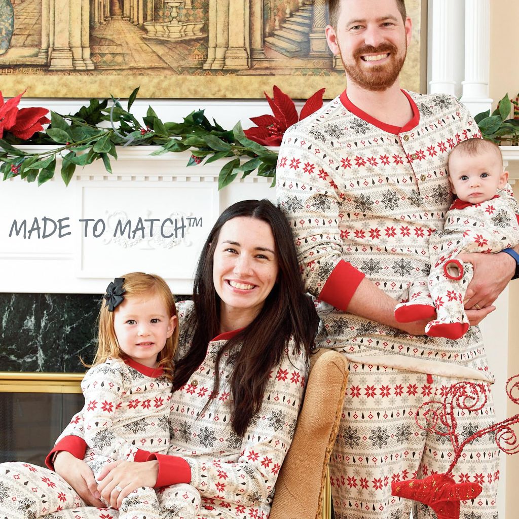 Butterblu JAMIE Matching Family Jammies Holiday Pajamas Nordic Fair Isle Ivory, 0-3 Months