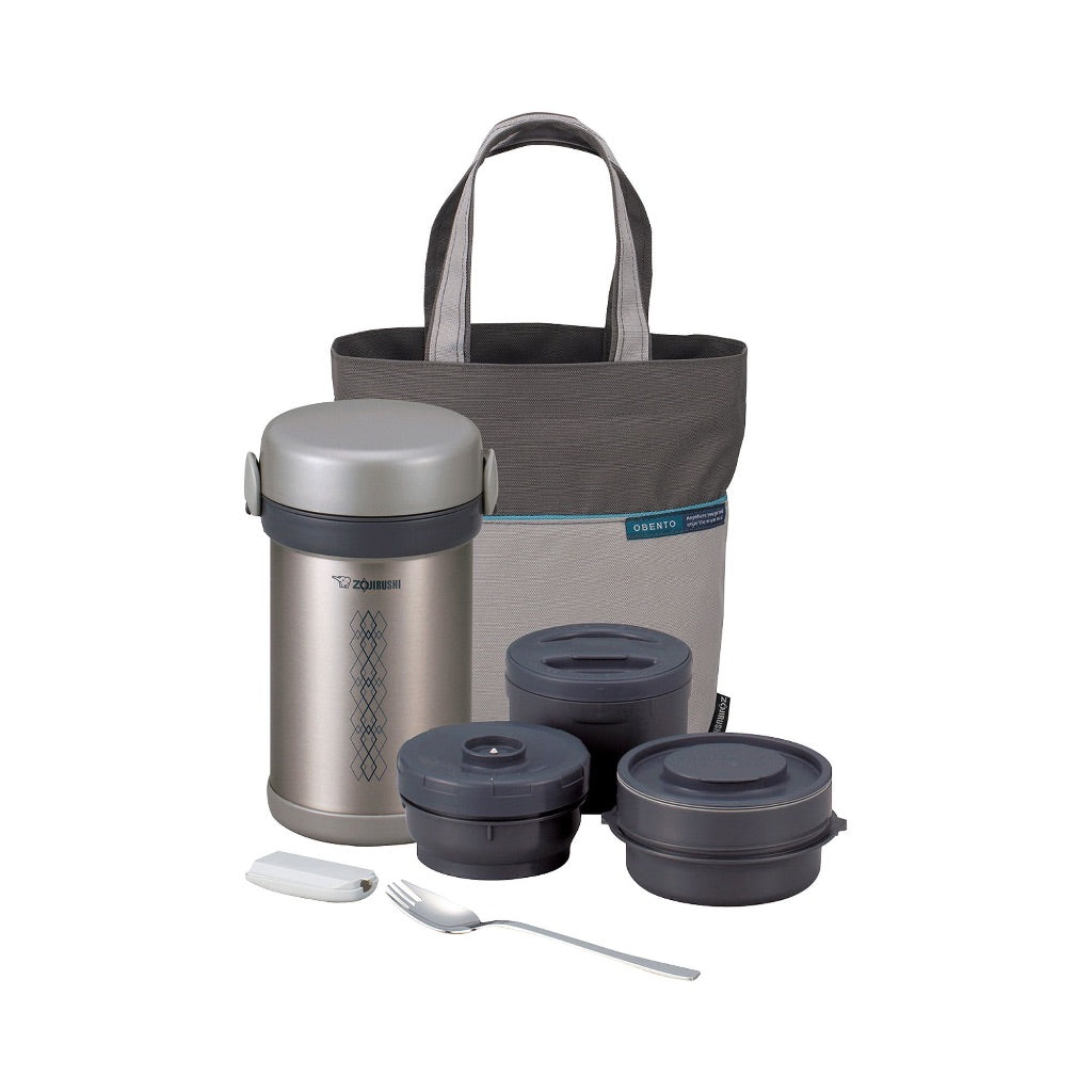 Zojirushi Ms. Bento Stainless Lunch Jar with Microwaveable Bowls (SL-NCE09) Stainless Steel