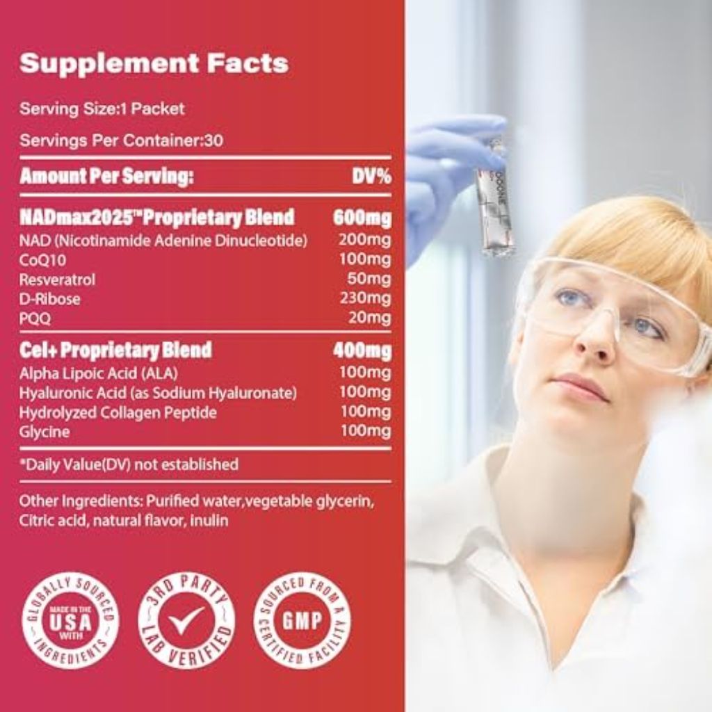 zooone NAD+ 1000mg Nicotinamide Riboside & Resveratrol Liquid Packets - 0.35 fl. oz. (30 Pocket)