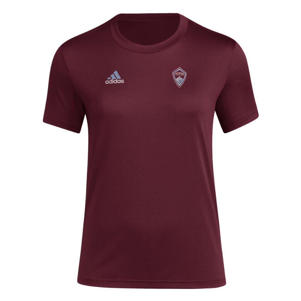 SZ LT, Adidas Women's Colorado Rapids Local Stoic Short Sleeve Pre-game T-shirt, Team Maroon