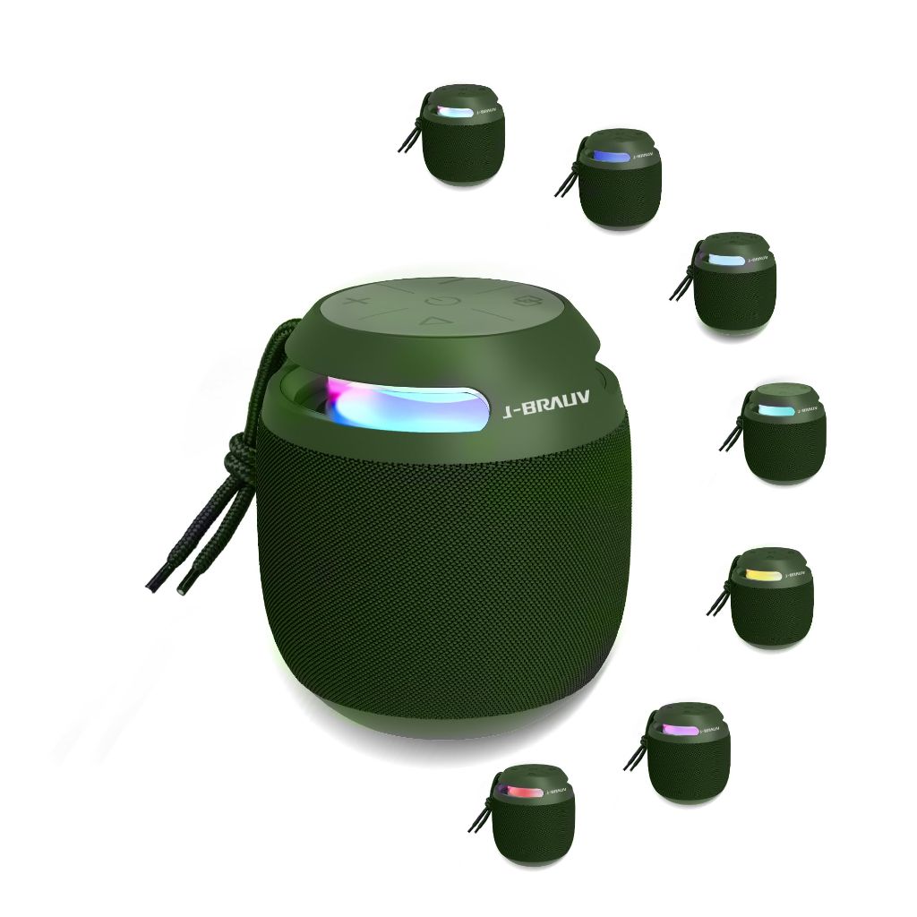 J-BRAUV Mini Bluetooth Speaker，7 Color Changing Lights | 16W Stereo Sound, IP66 Waterproof, TWS Pairing