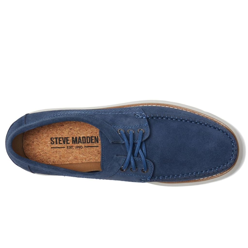 Steve Madden Mens KOLT Moc Toe, Navy Suede, 7.5