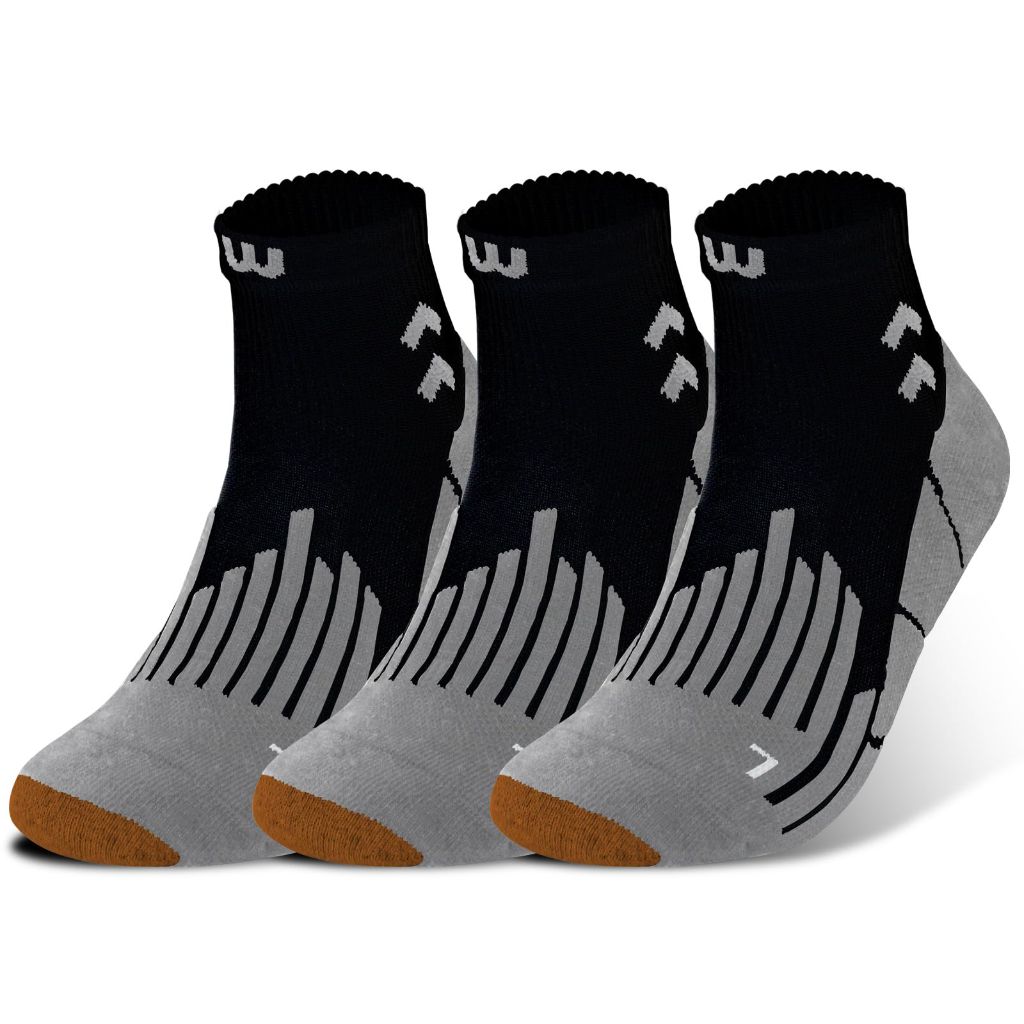 Wildarms Compression & Anti Blister Ankle Socks for Men Socks with Cushion, 3 Pairs Size 8-10 (3 Black)