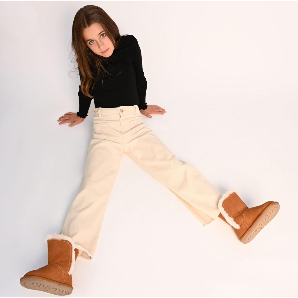 Girls Winter Boots – Faux Fur Lining, Durable Eco-Leather, Easy Hook-and-Loop Closure, Stylish and Warm for Toddlers
