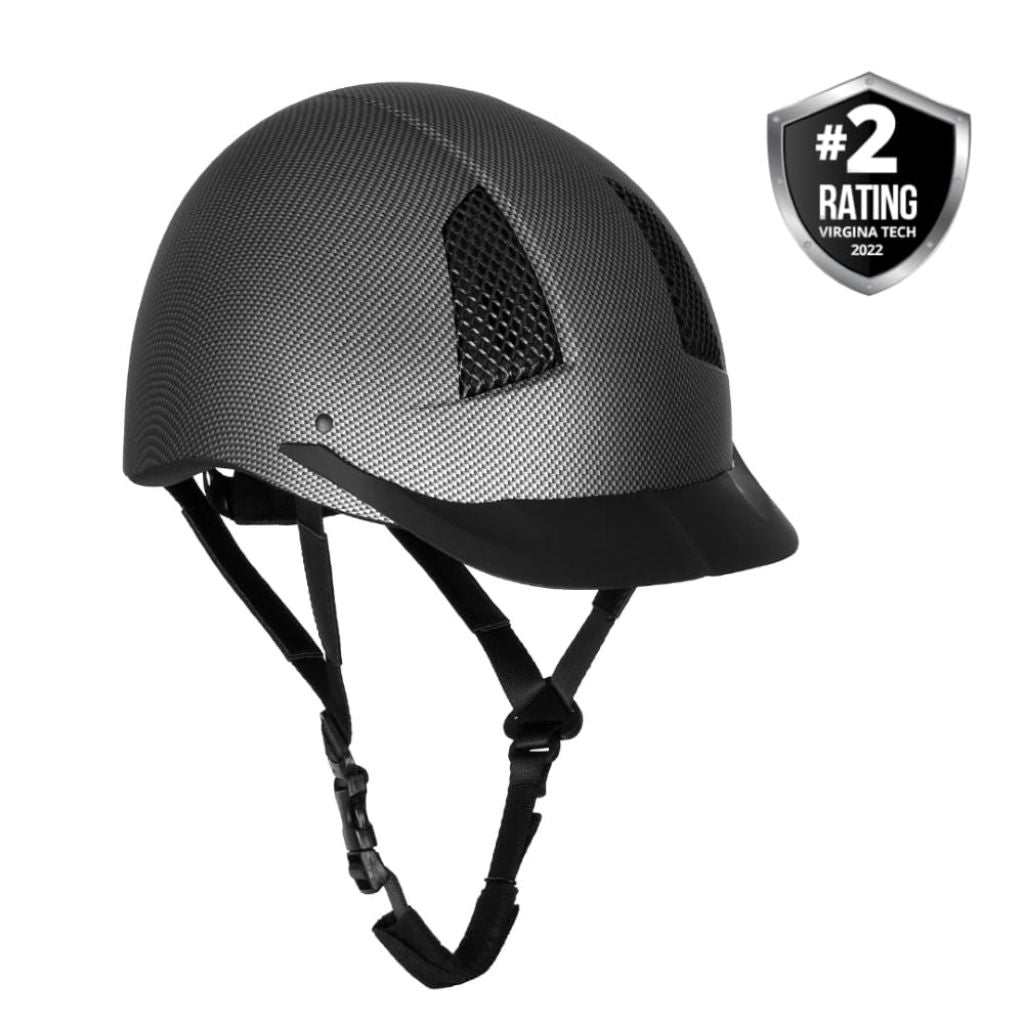 TuffRider Starter Carbon Fiber Print Horse Riding Helmet | Comfortable ABS SEI-Certified Protective Equestrian Head Gear-Black-Small