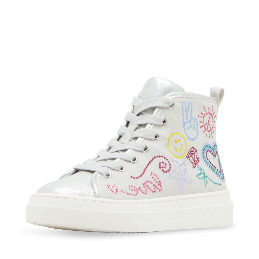 Steve Madden Girls Shoes LEAHH Sneaker, Silver Multi, 11