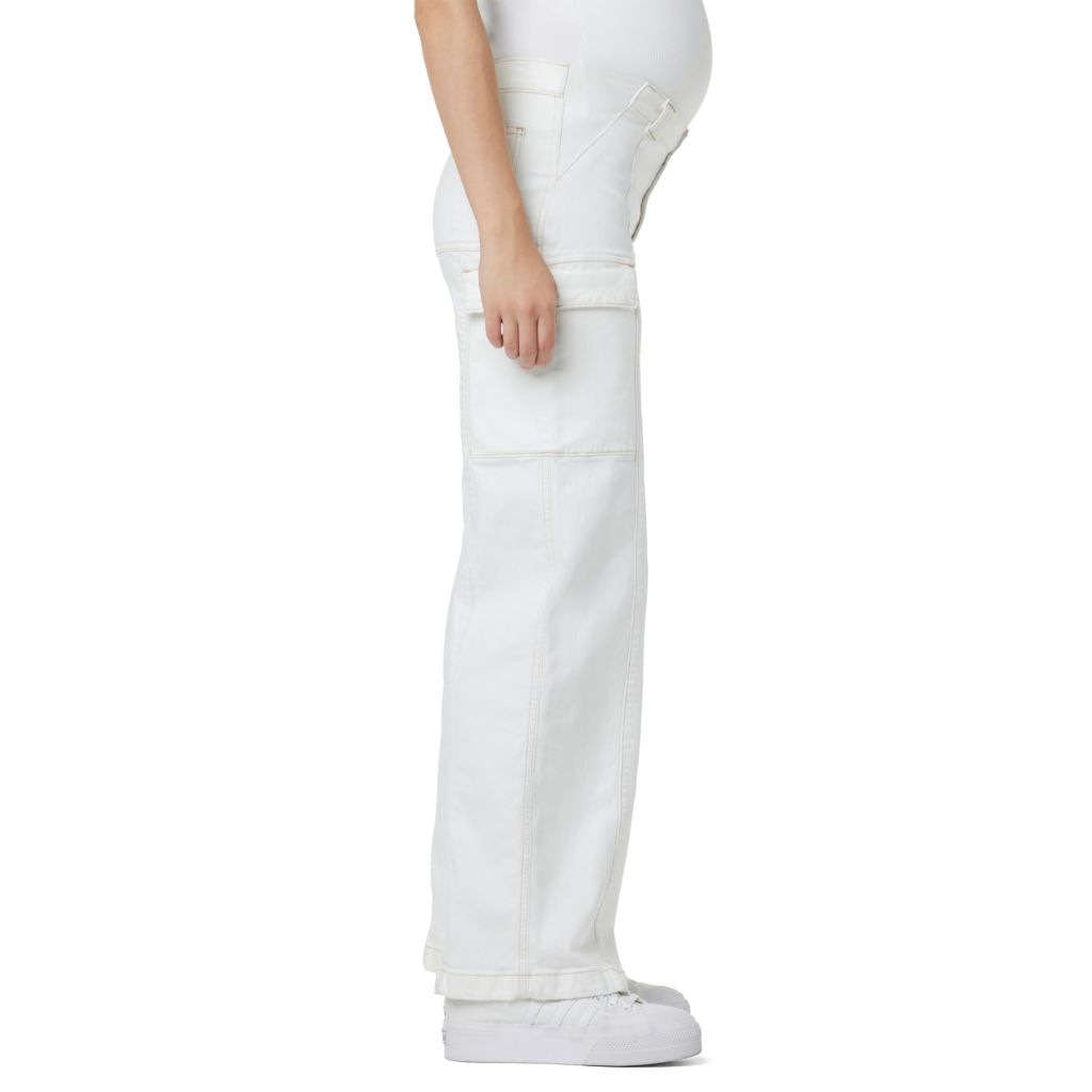 SZ 25, HUDSON Women's Utility Wide Leg Cargo Maternity, White