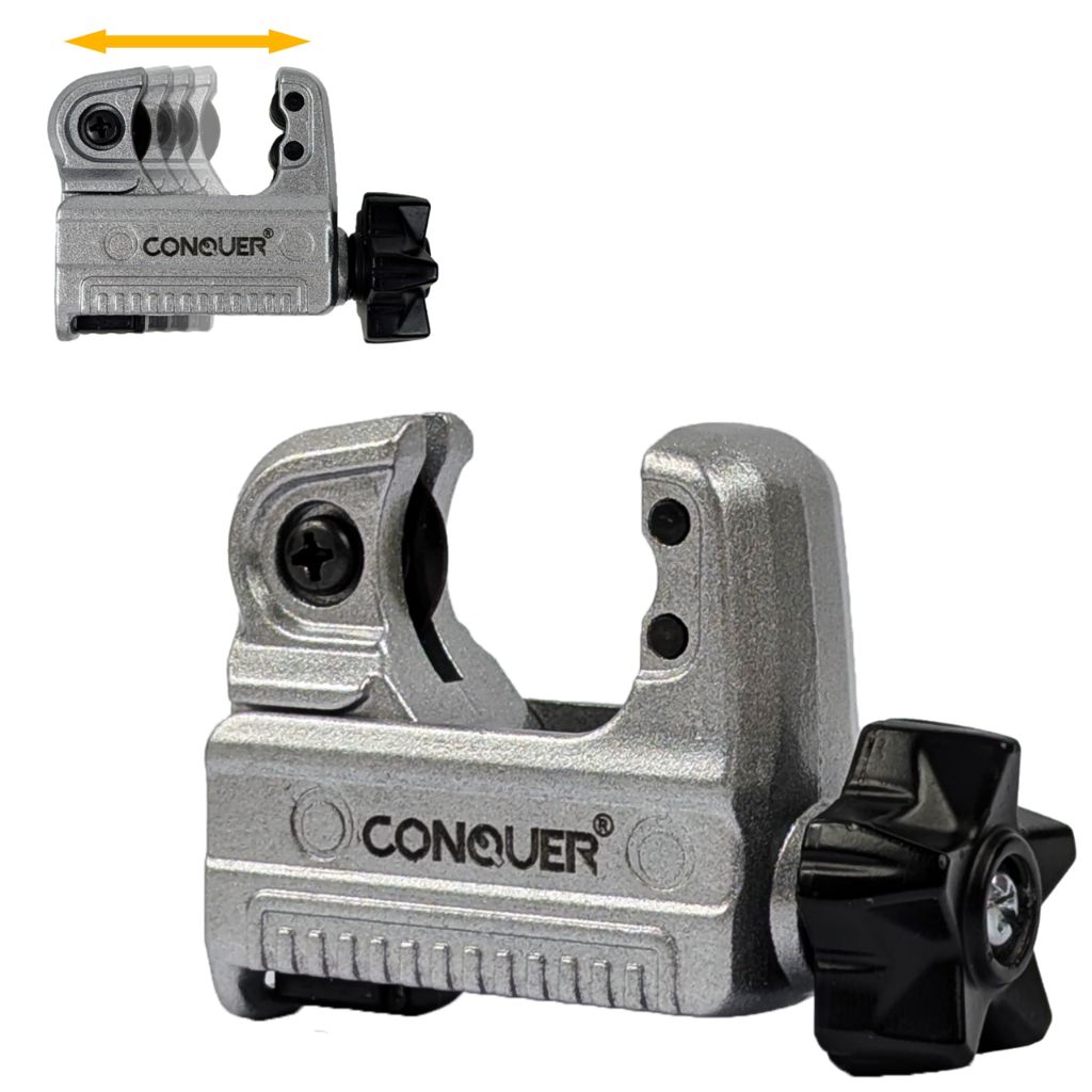 Conquer Mini Tubing Cutter for Copper, Plastic, PEX, Aluminum, Brass - 1/8"–7/8" (HT05116)