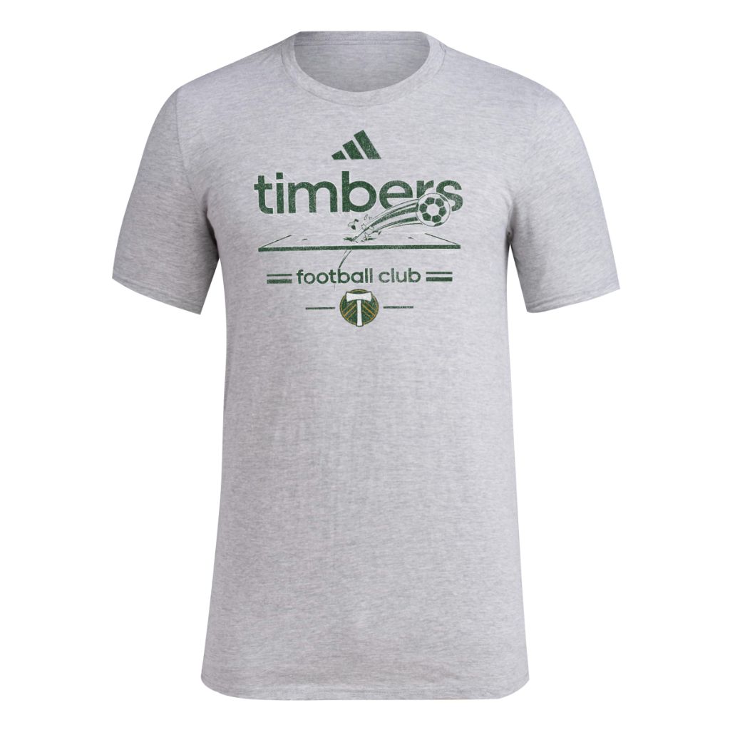 Adidas Mens Portland Timbers Pre-Game Short Sleeve Soccer T-Shirt,Medium Grey Heather/Portland Timbers,Small