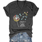 Be Kind Shirts for Women Cute Vintage Flower Graphic T-Shirt Funny Kindness V Neck Tee Tops