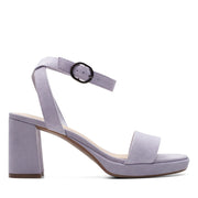 Clarks Collection Women's AmbyrLyn Bay Heeled Sandal, Blue Grey Suede, 9.5 Wide US