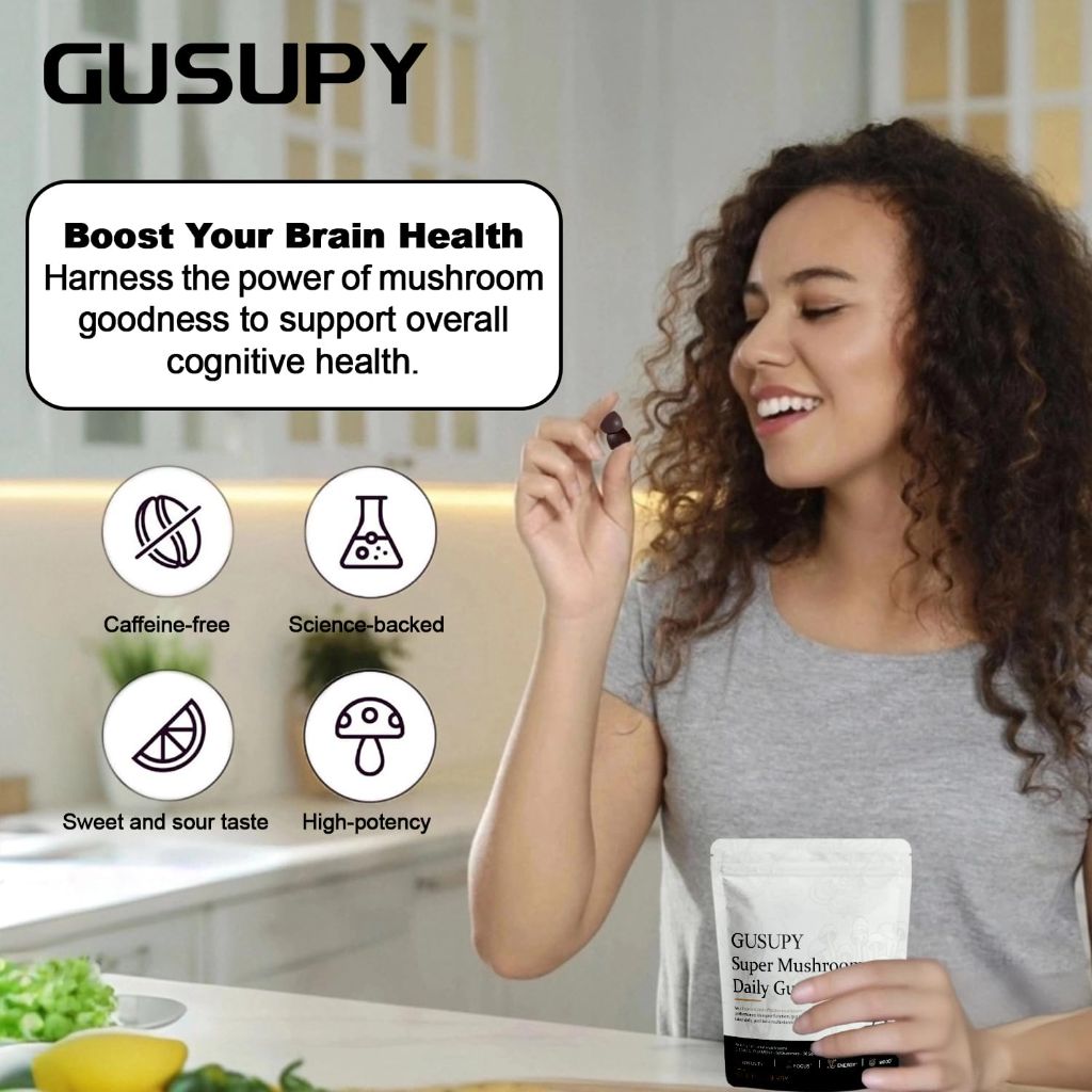 Lions Mane Mushroom Gummies Supplement - Blueberry Flavor, 60 Gummies