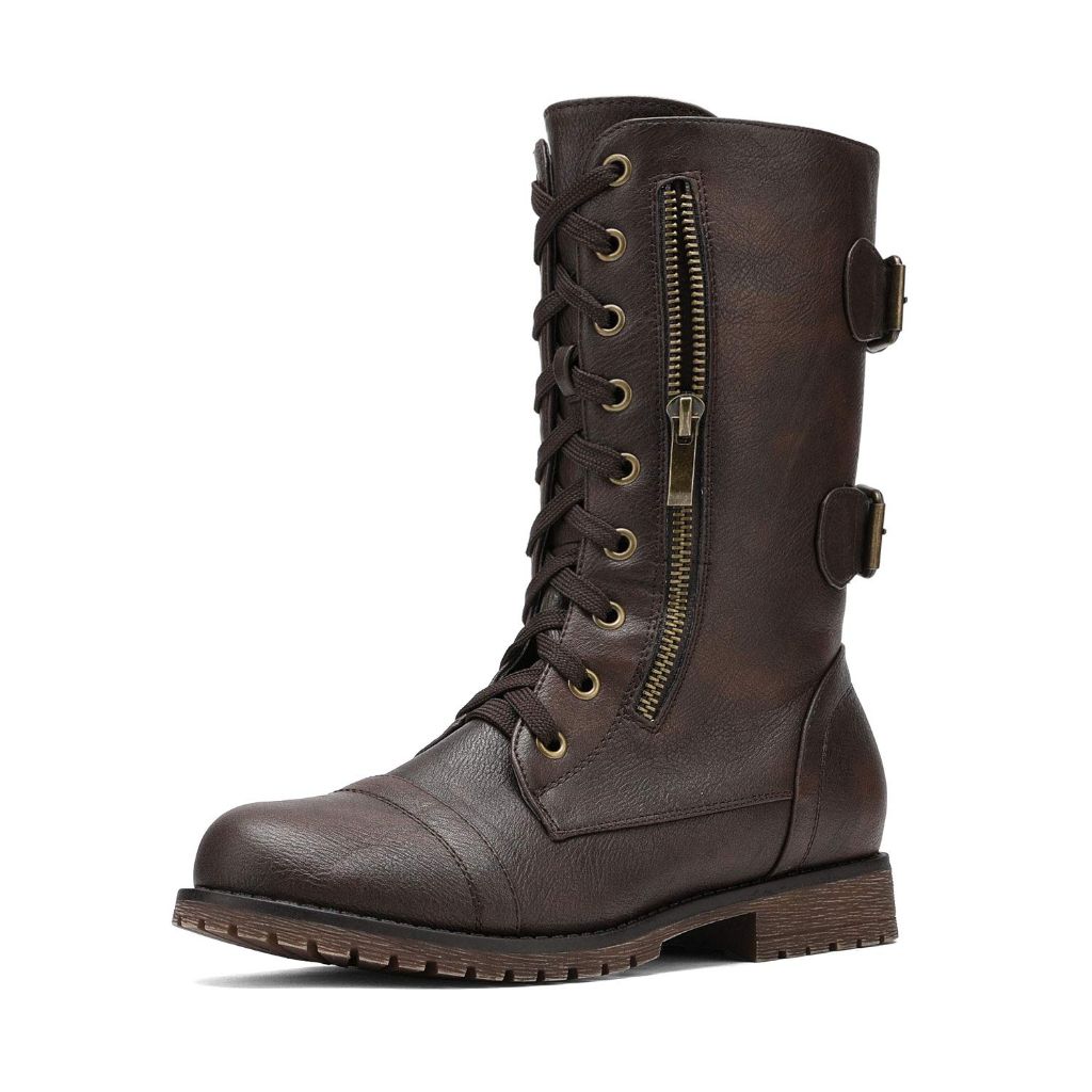 DREAM PAIRS Women's Combat Boots, Brown - size 6.5