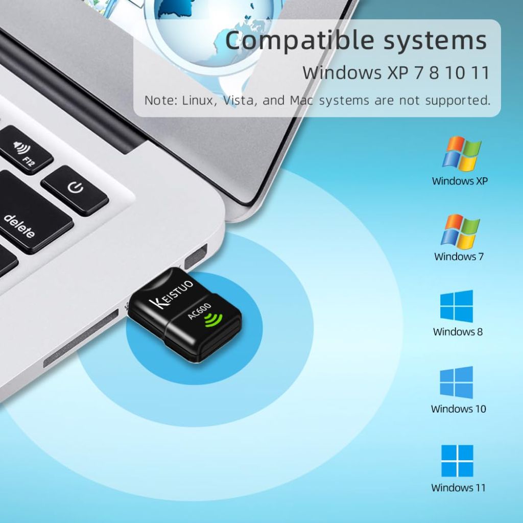 KEISTUO AC600 WiFi Adapter for Desktop PC Laptop
