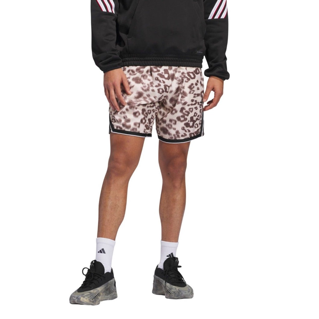 adidas Men's Crazylite All Over Printed Basketball Shorts - Sand Strata/Powder Coral, Size XS
