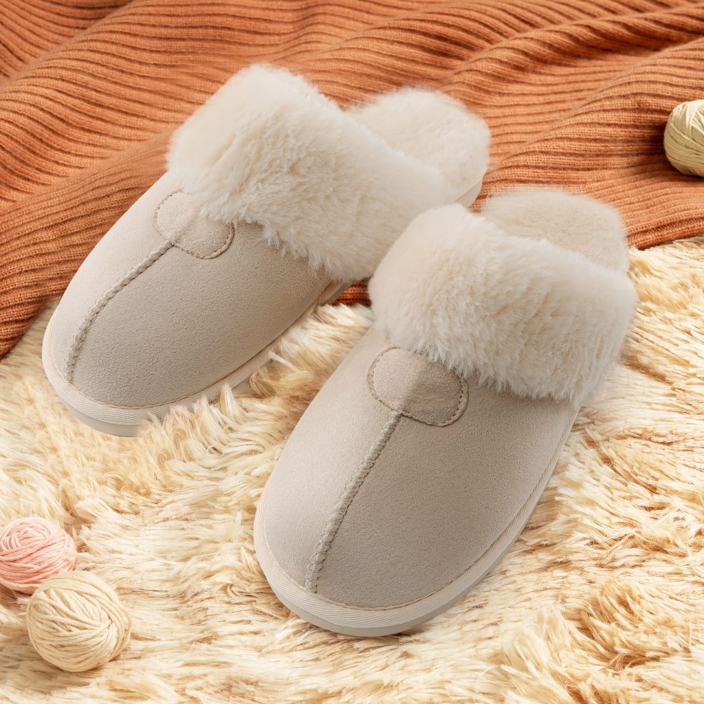 DREAM PAIRS Women's House Slippers Indoor Fuzzy Fluffy Furry Cozy Home Bedroom Comfy Winter Cute Warm Outdoor Shoes FuzzyEasy,Size 9,Sand,SOFIE-05