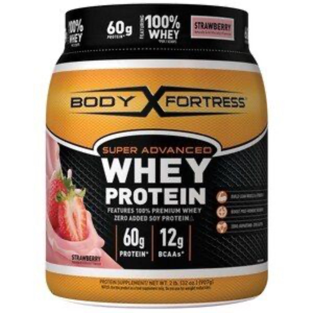 Body Fortress Super Advanced Whey Protein Powder, Strawberry, 1.78lbs (18 Servings)