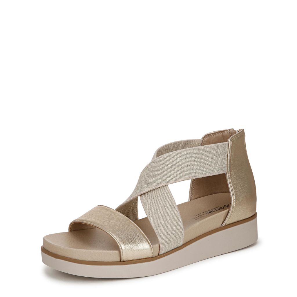 LifeStride Womens Giselle Sandal, Gold Faux Leather - size 5.5M