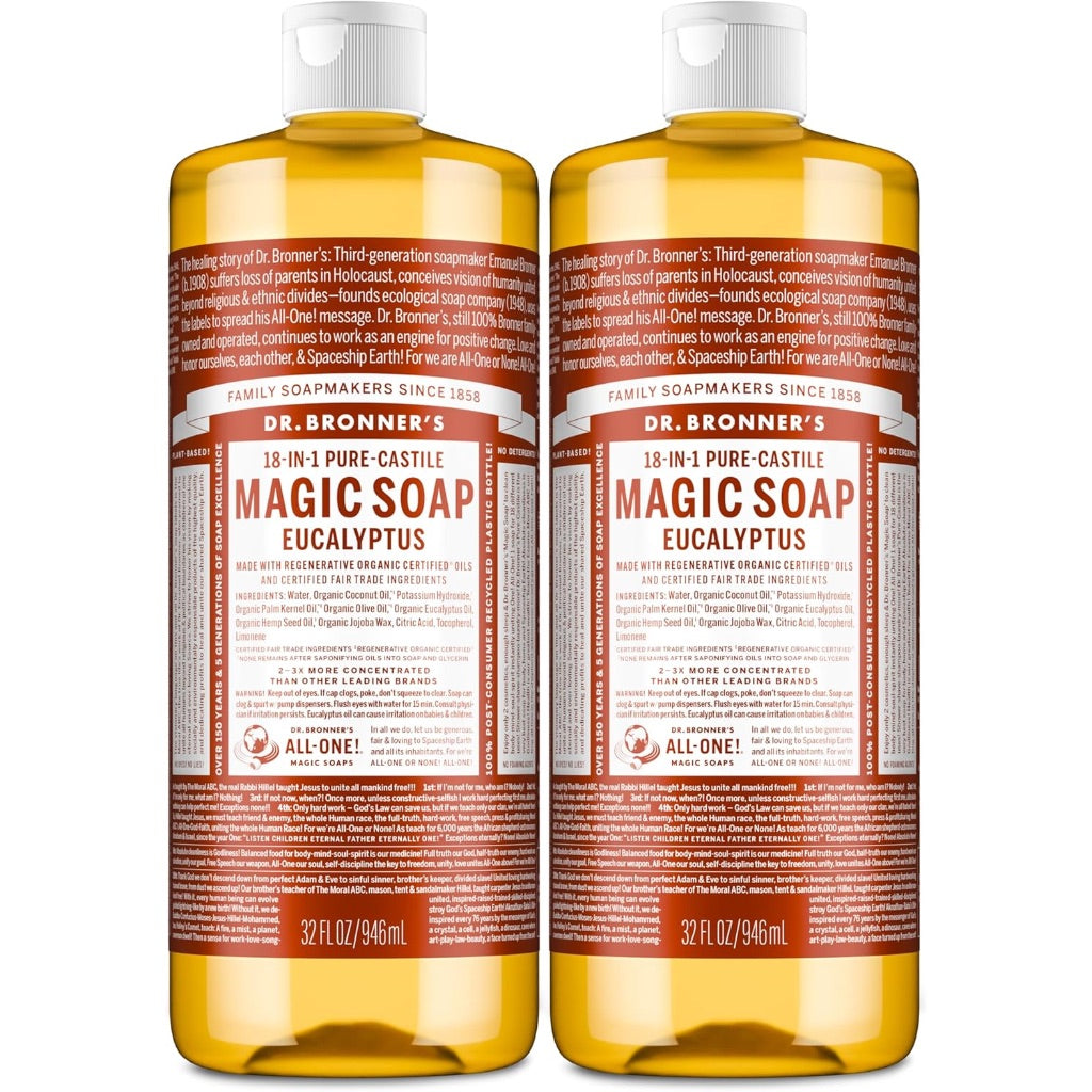 Dr. Bronner's Magic Soap Pure-Castile Liquid Soap - Eucalyptus, 32 fl. oz. (2 Pack)
