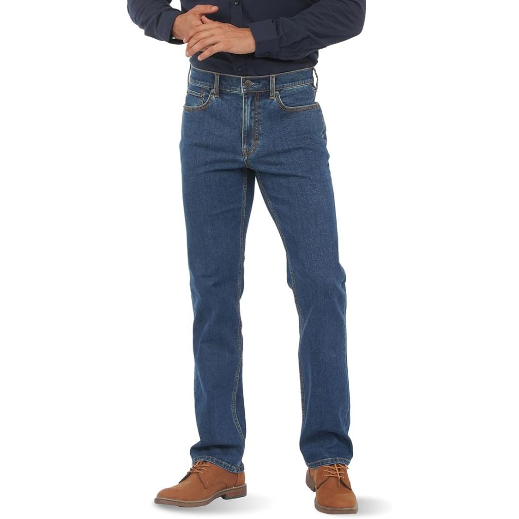 APUOR Men's Regular Fit Flex Jeans Comfort Straight Jeans Dark Blue W40xL32