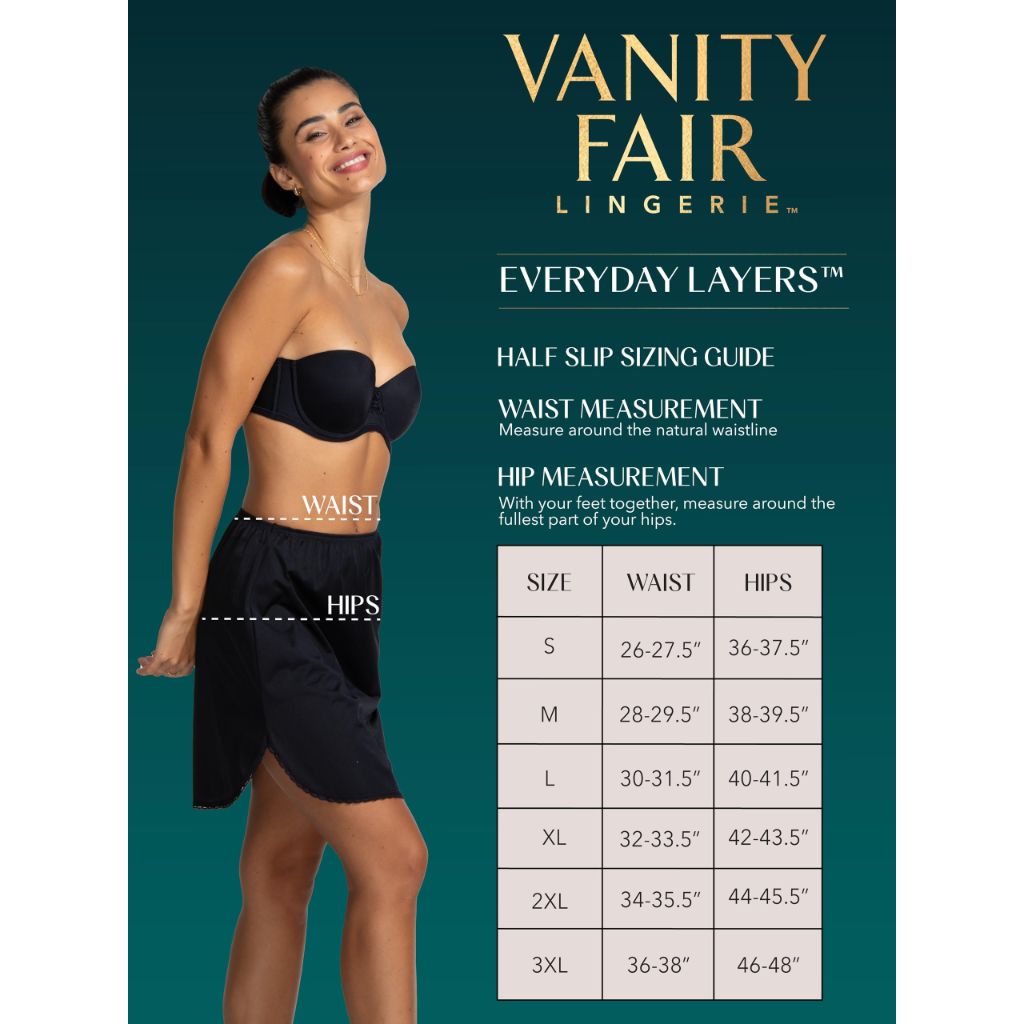 Vanity Fair womens Everyday Layers Single Slit Half Slip, Damask Neutral, Large (16" Length)