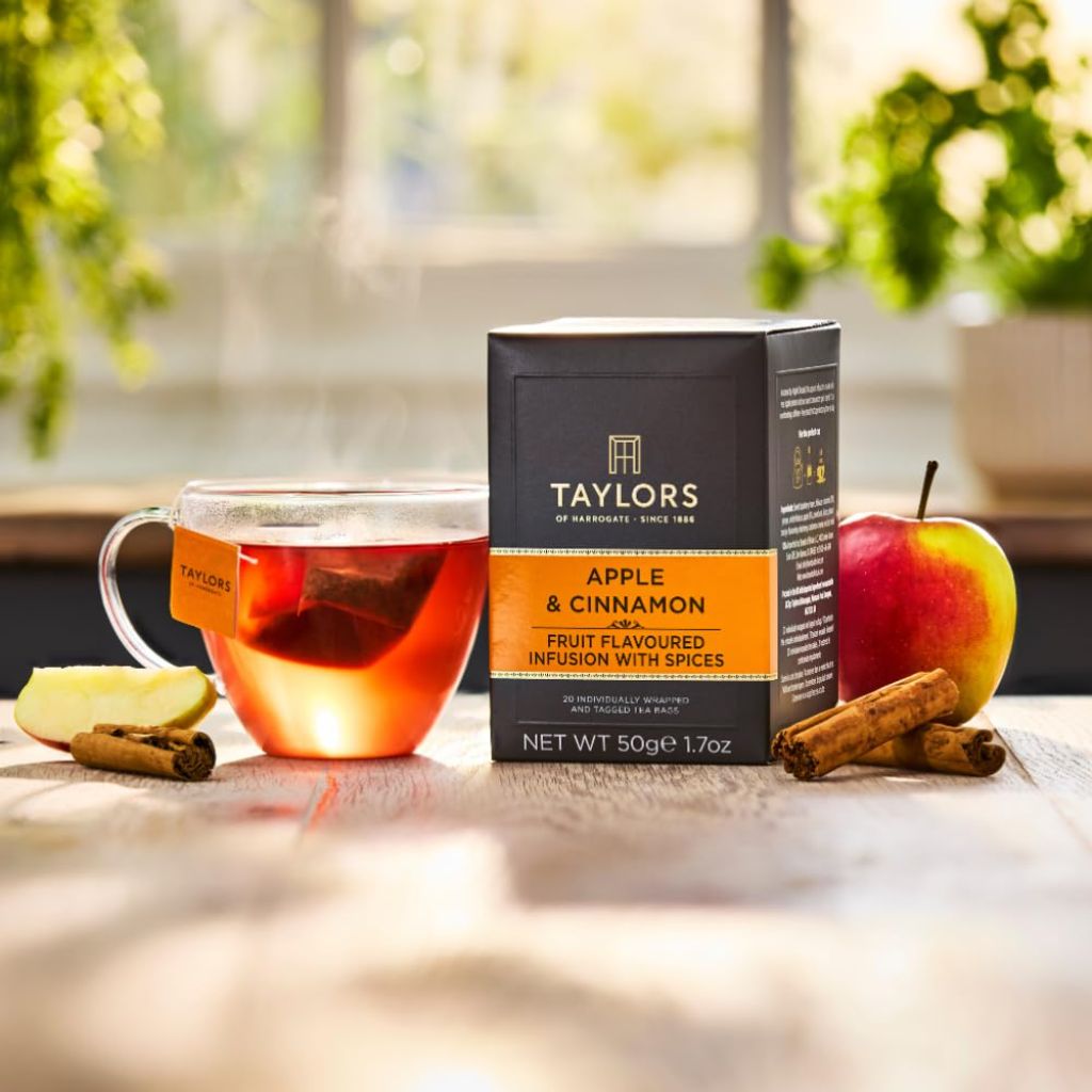Taylors of Harrogate Apple & Cinnamon, Herbal Tea  Teabags, 20 Count (Pack of 6) 120 Teabags Total