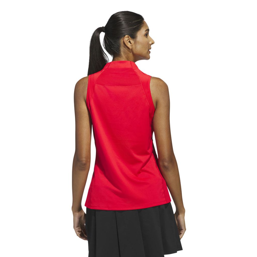adidas Women's Ultimate365 Zip Mock Sleeveless Polo Shirt - Pure Ruby, Large