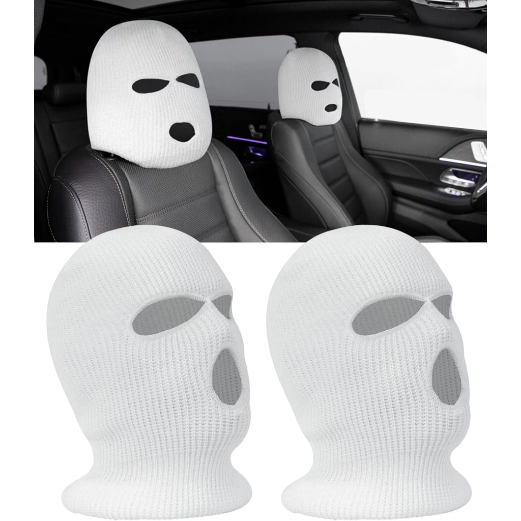 2PCS Headrest Covers for Cars,Car Accessories Personalized Funny Hat for Car Headrest Cover,Car Decoration Interior Universal Headrest Protector Cover for Most Cars,Trucks,SUVs (White)