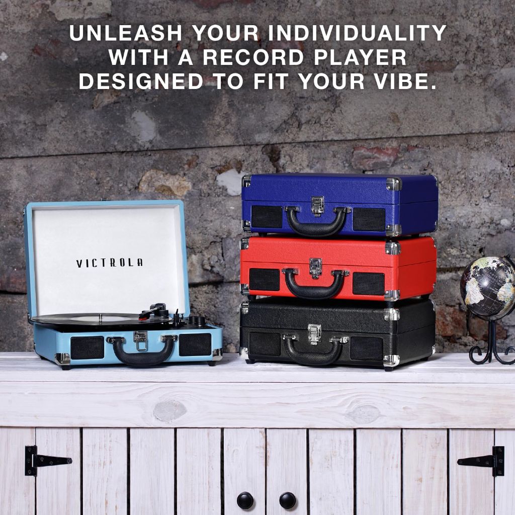 Victrola Journey Bluetooth Portable Suitcase Record Player – (Green Olive)