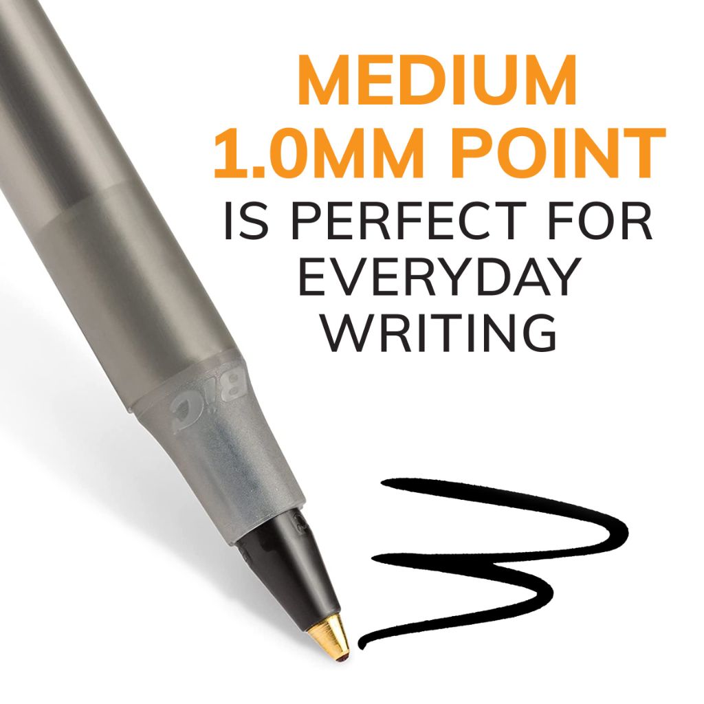 BIC Round Stic Xtra Life Ballpoint Pens, Medium Point (1.0mm), 10-Count Pack of Bulk Pens, Black