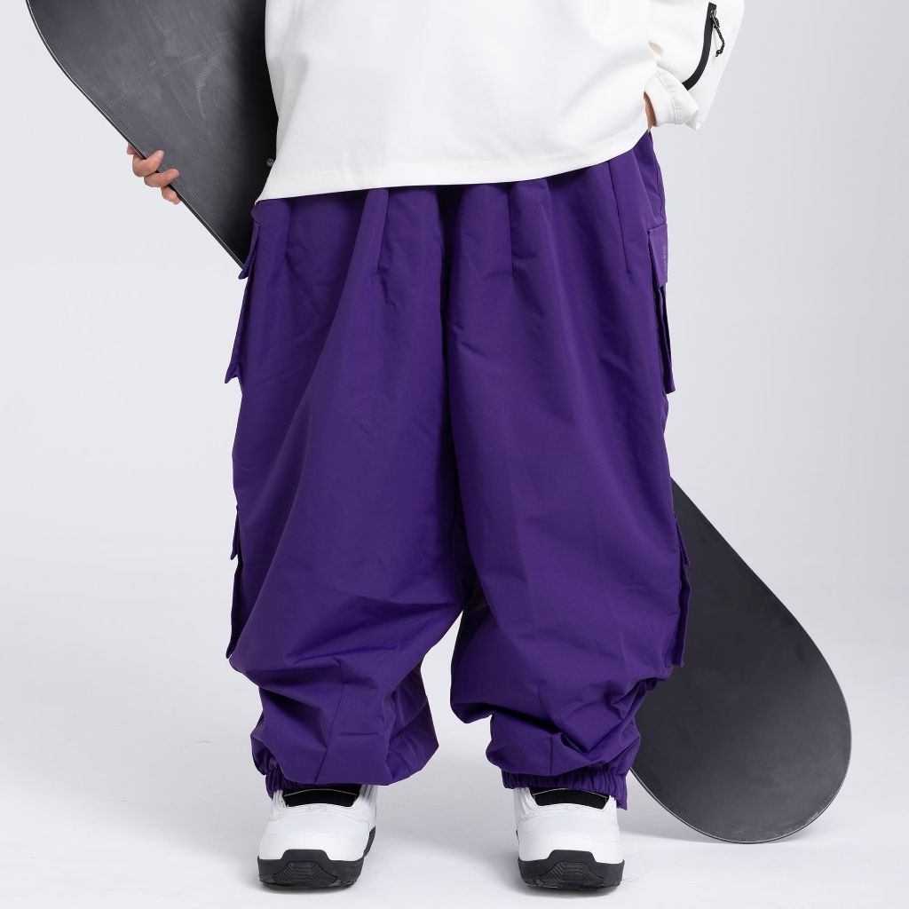 SNOWVERB Womens Mens Baggy Waterproof Snowboarding Pants Unisex Snow Cargo Warm Insulation Ski Pants (Small, Purple)
