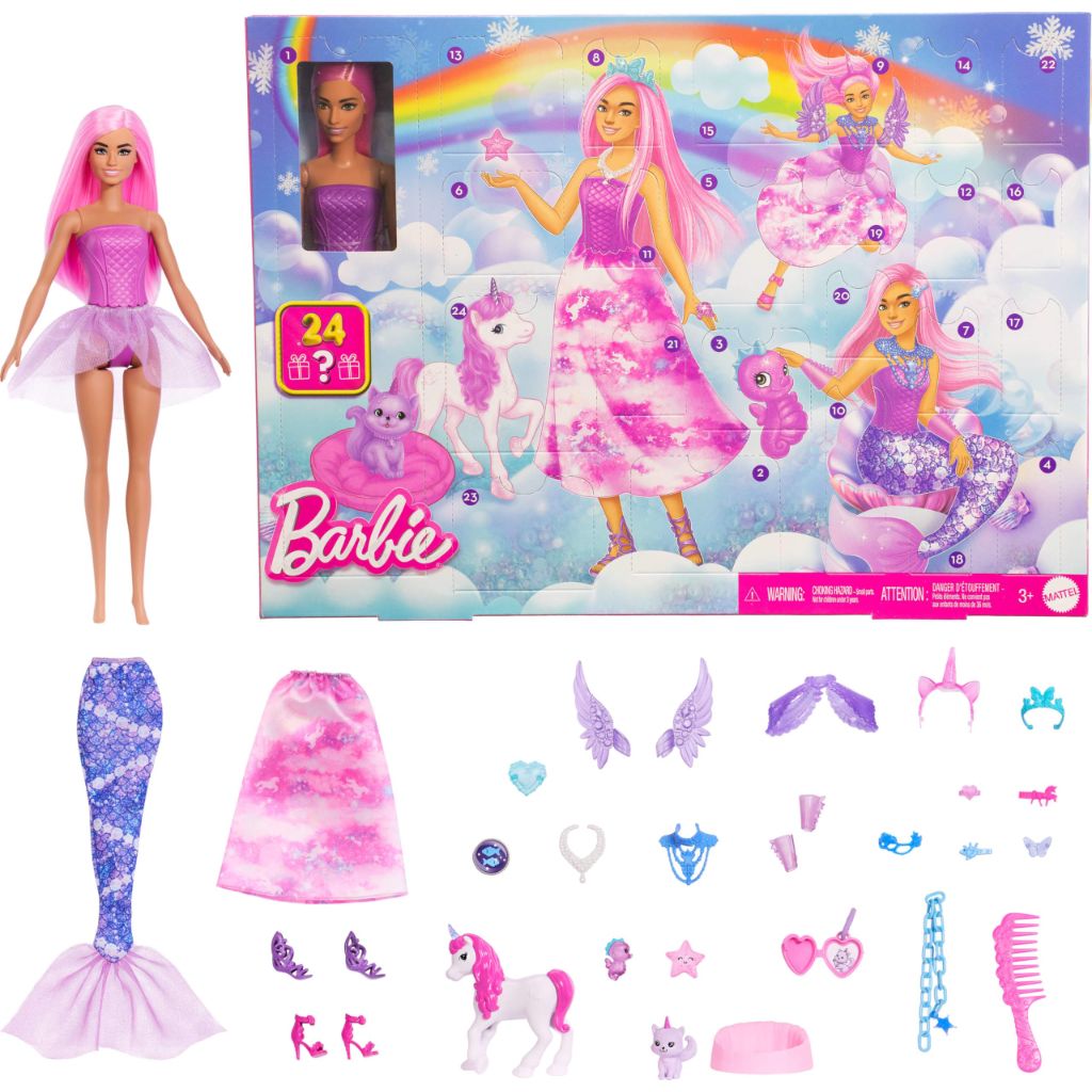 Barbie Advent Calendar with Doll & 24 Surprise Toy Accessories
