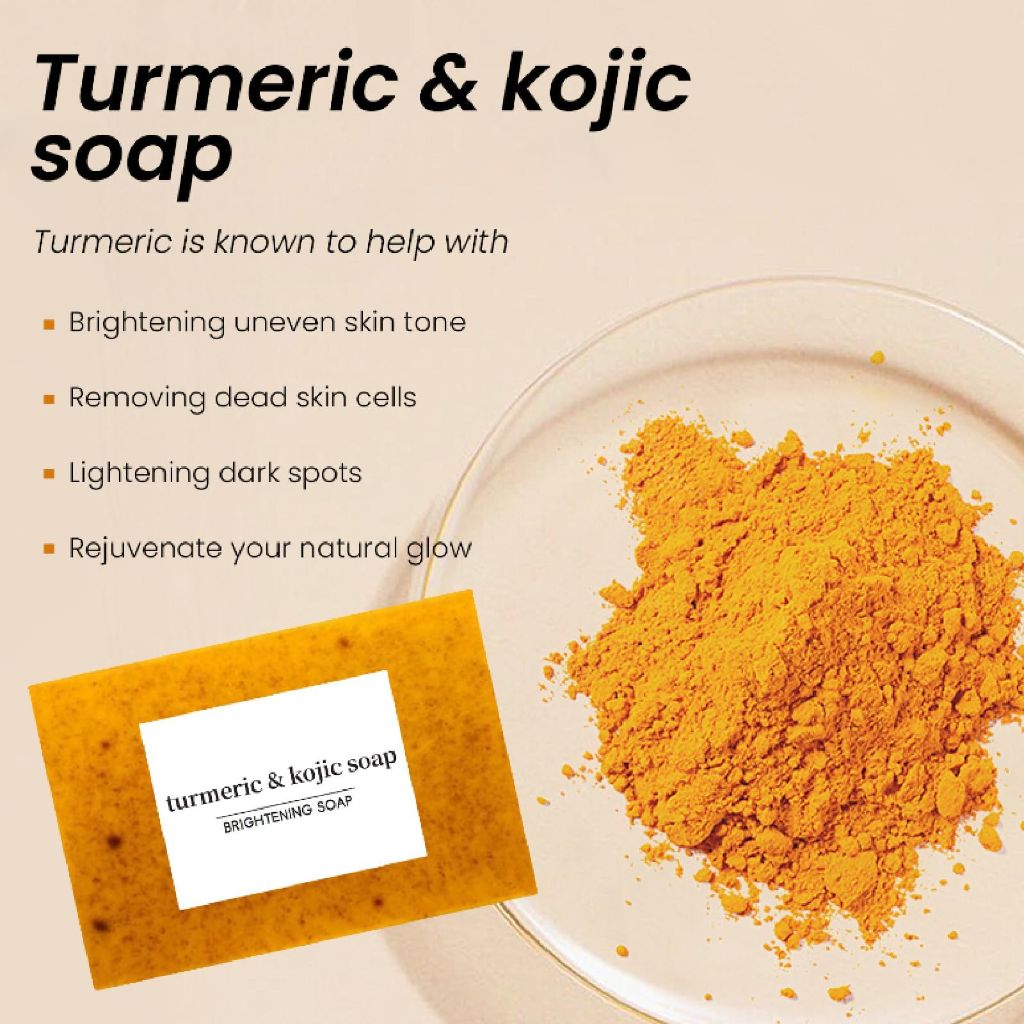 Lemon Turmeric Kojic Soap Bar - Face and Body Cleanser, 4 Pack