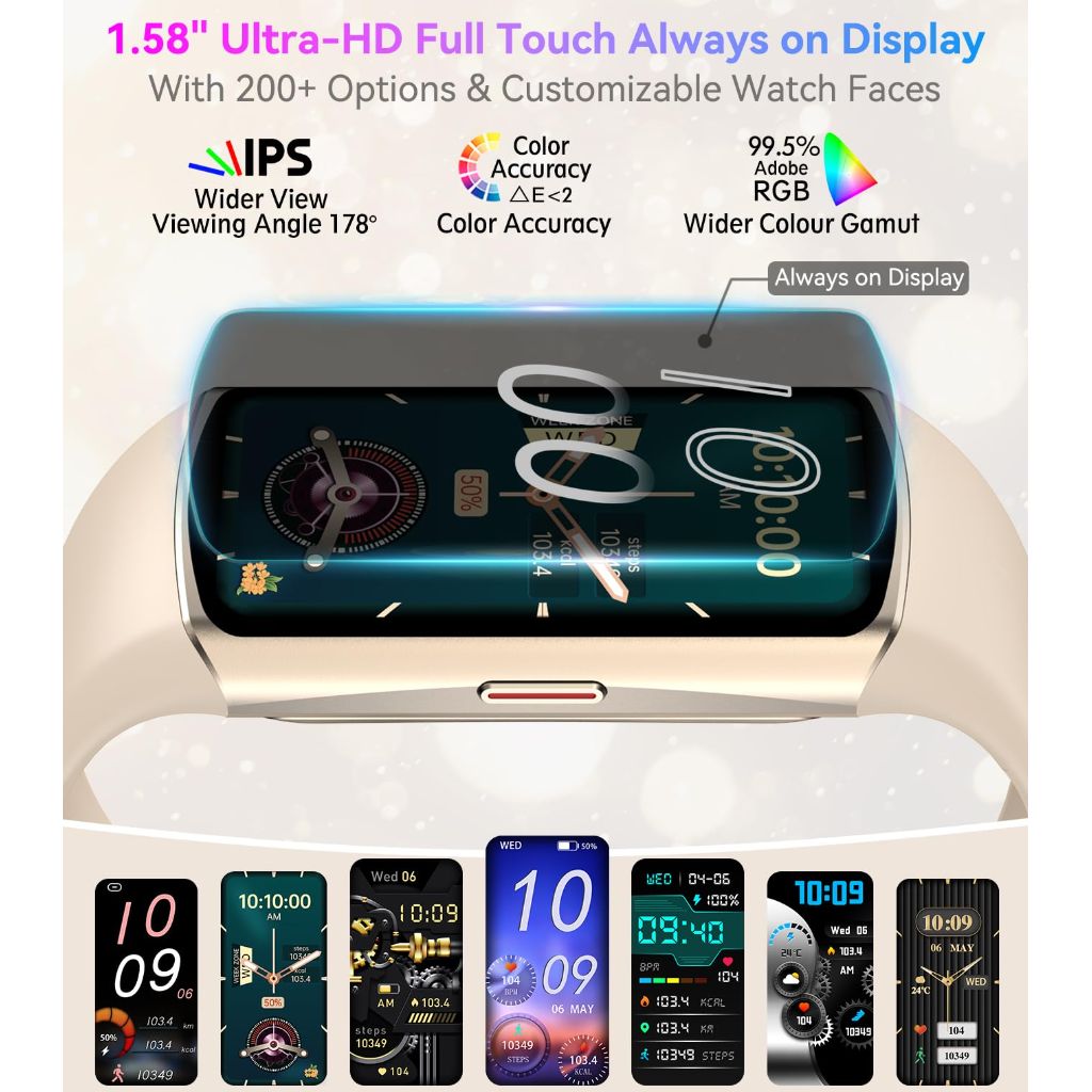 Smart Watch Fitness Tracker with 24/7 Heart Rate, Blood Oxygen Blood Pressure Monitor Sleep Tracker 120 Sports Modes Activity Tracker Step Calorie Counter IP68 Waterproof for Andriod iPhone Women Men