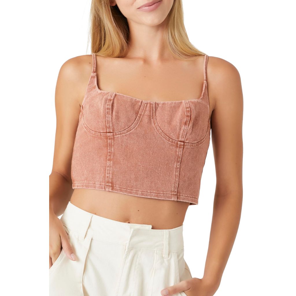 Forever 21 Denim Bustier Cropped Cami Cocoa Medium