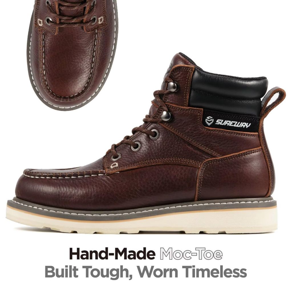 Sureway Men's 6" Soft Toe Waterproof Work Boot - Red Wine, Size 10.5