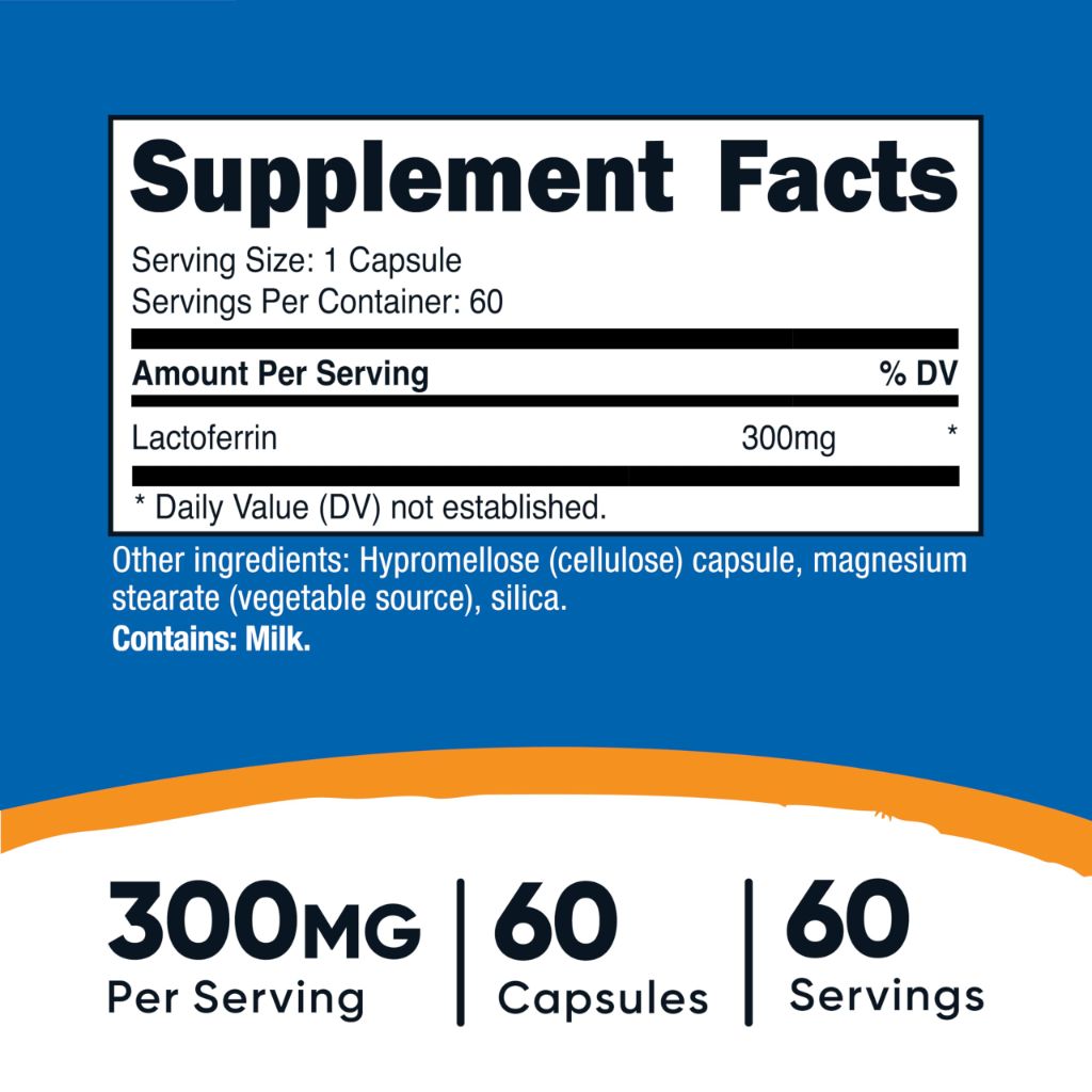 Nutricost Lactoferrin Capsules (60 Capsules, 300mg)