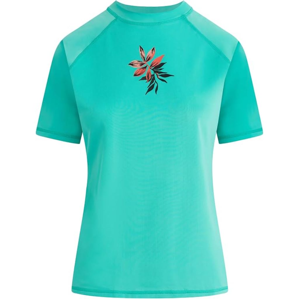 Kanu Surf Women's UPF 50 Short-Sleeve Rashguard Shirt - Gabby Atlantis, Size Medium