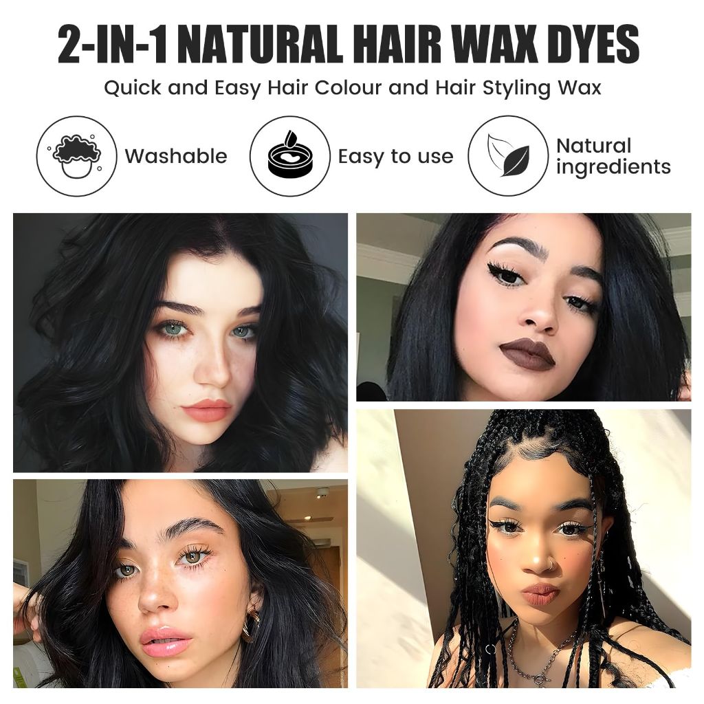ZENTANMEI Temporary Hair Color Wax Hair Coloring Styling Wax Colored 4.23.Oz Long-Lasting Definition Hairstyle Cream (Black)
