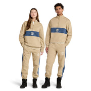 Timberland Men's Cut and Sew Quarter Zip Jacket, Lemon Pepper-Dark Denim, Medium